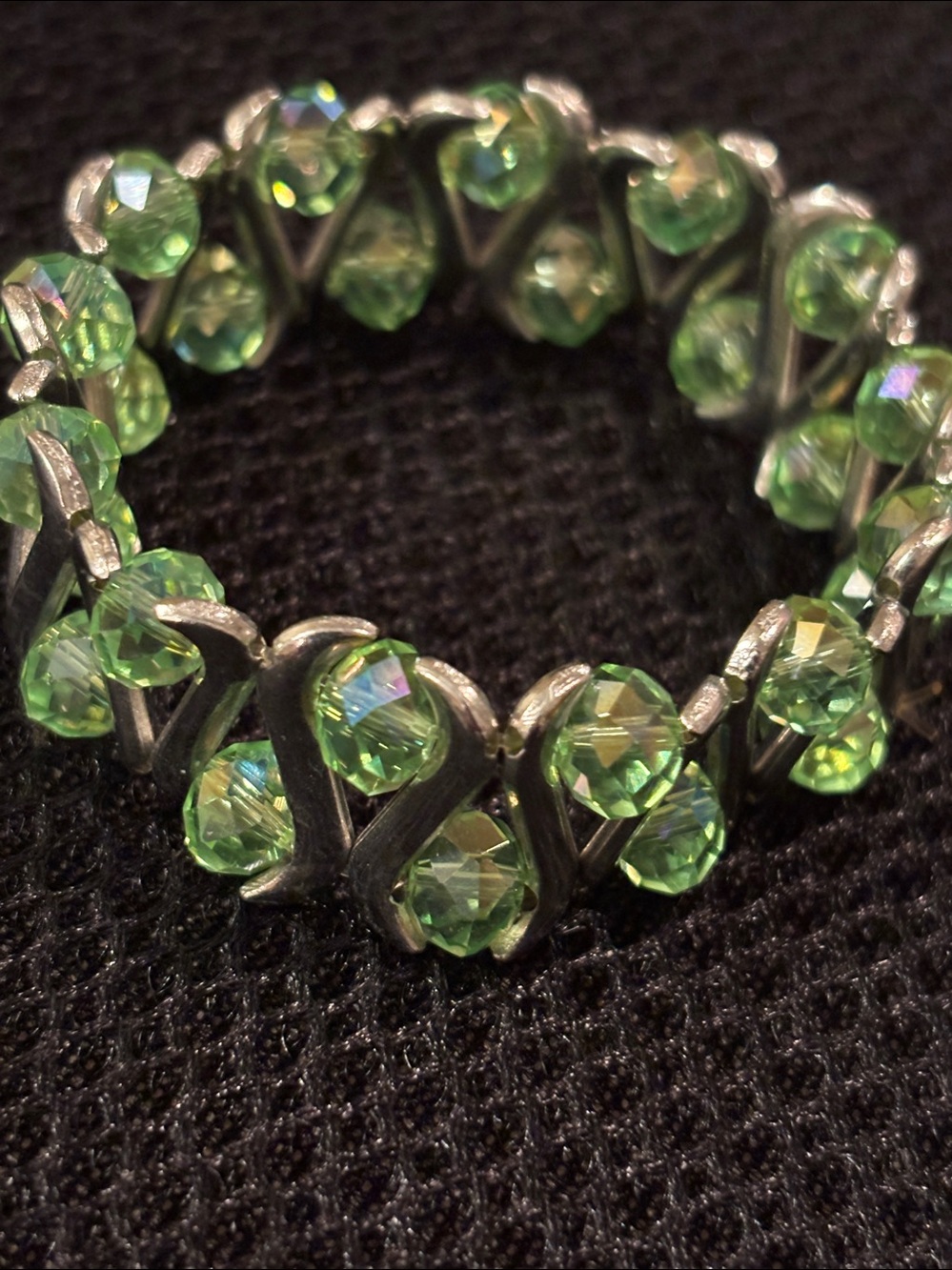 Green beaded crystal glow Stretch Bracelet Women Jewelry